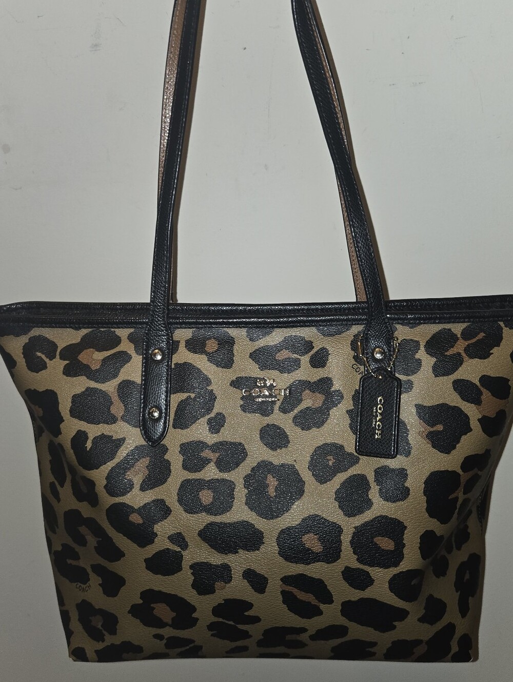 COACH City Zip Tote in Leopard Print coated canvas